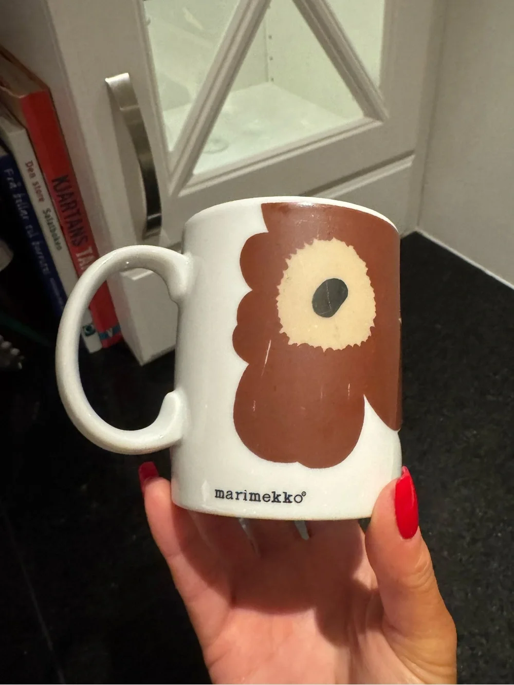 Marimekko Finland UNIKKO Brown Black Floral Coffee Tea Mug